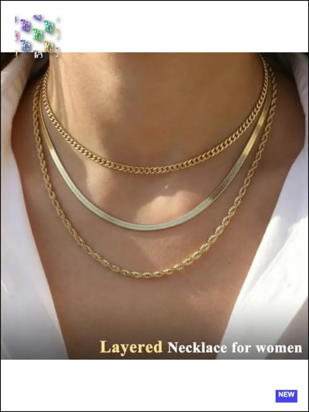 S925 Sterling Silver Plated Layered Necklace Set, 3 Piece Herringbone Rope
